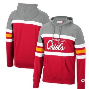 NWT Mitchell & Ness Red/Gray Kansas City Chiefs Head Coach Pullover Hoodie L/G